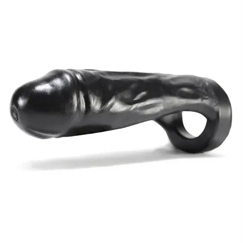 Black silicone dildo with flared base ring