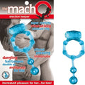 Blue flexible pleasure ring with dangling bead ends