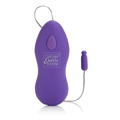 Whisper micro heated bullet, purple teardrop with control button and cord