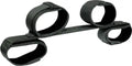 Bondage restraint bar with three fabric loop cuffs, dark gray/black