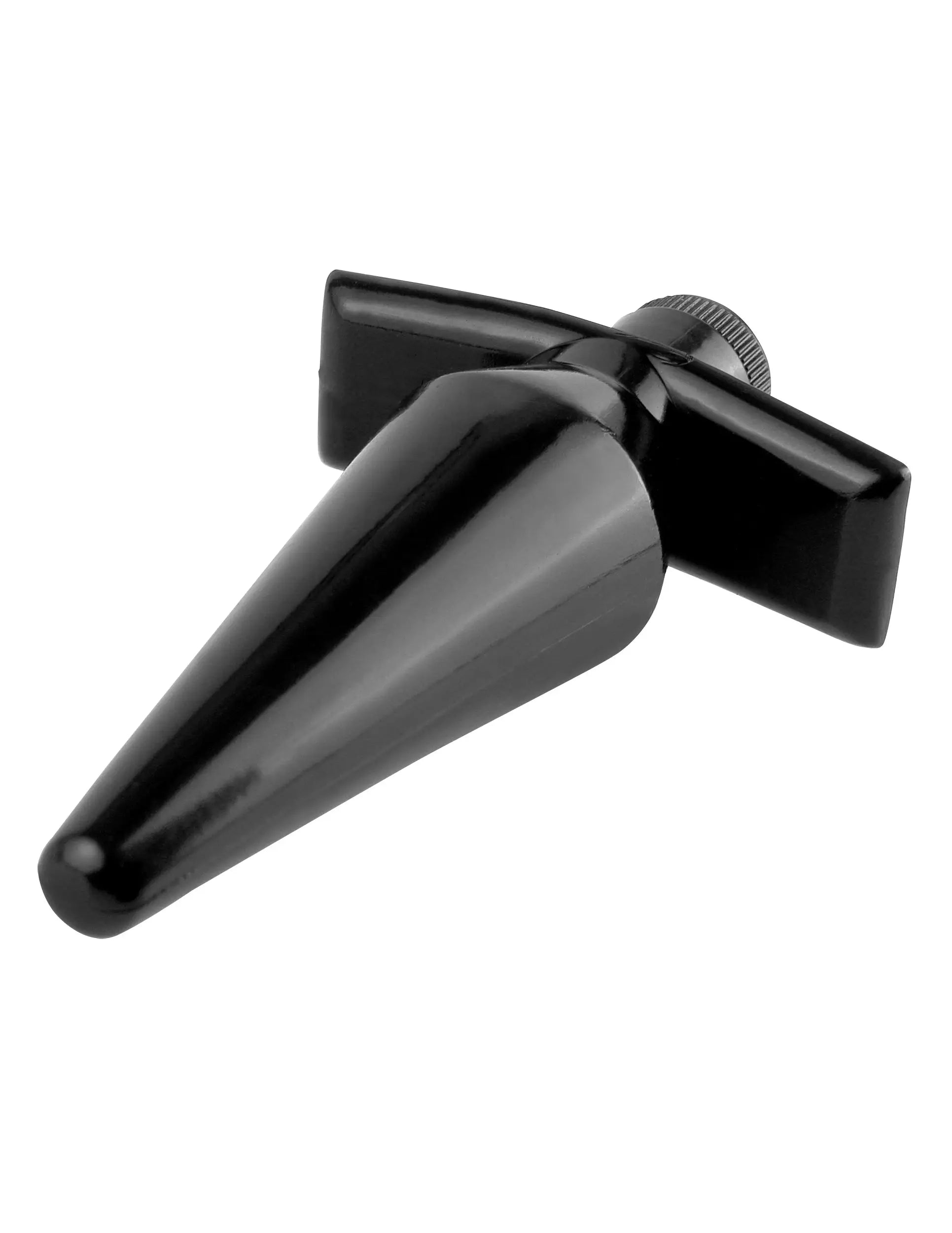 Black mini anal teaser with rounded tip and ridged rotating wheel