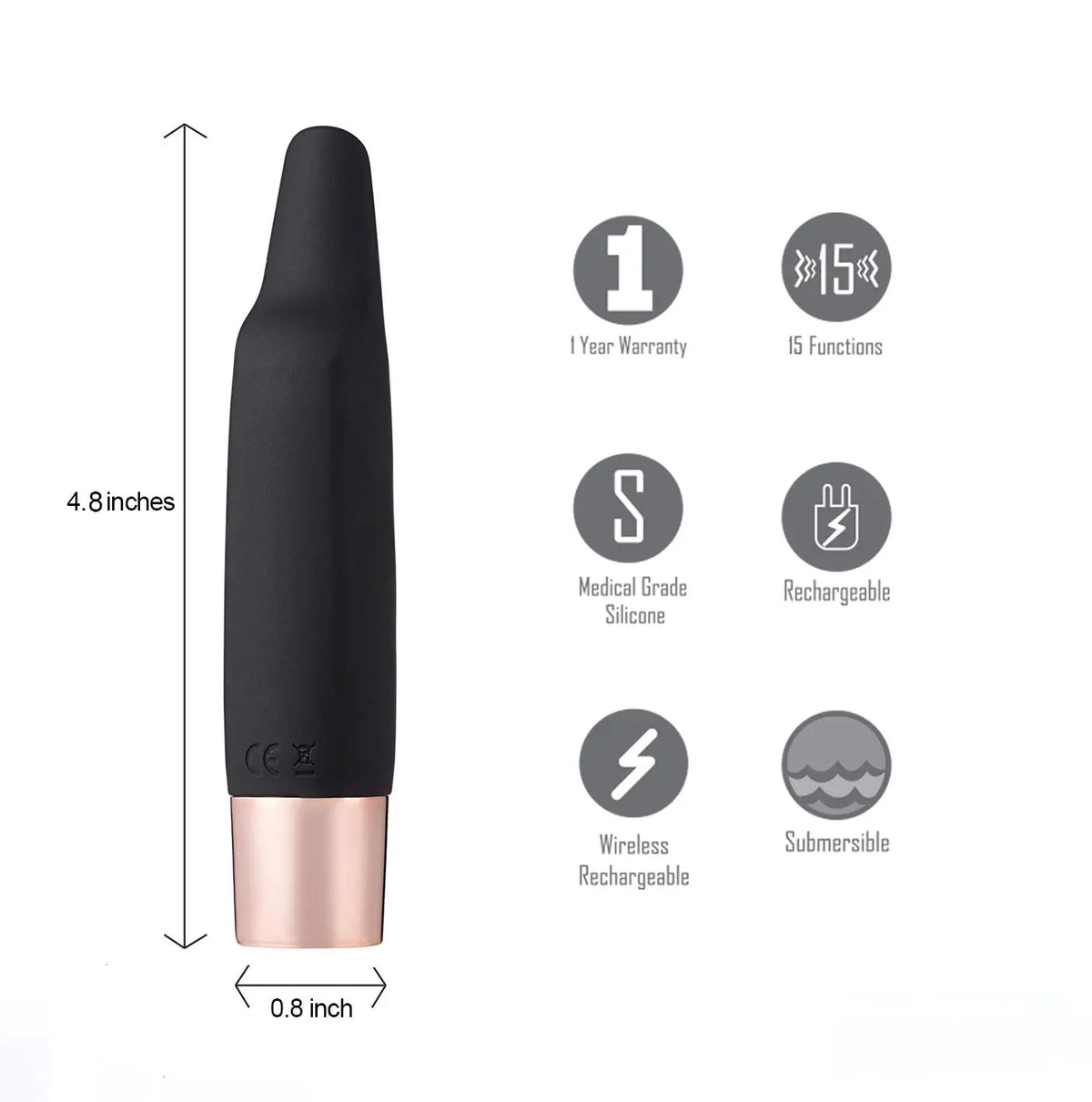 Aspen 15-Function Rechargeable Wireless Flickering Tip Vibrator - Black – body-safe materials | Fu'Cha Exotics
