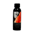 Edible massage oil bottle with black cap, watermelon scent, 2 fl oz
