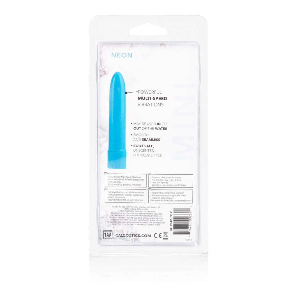 Mini Neon Multi-Speed Vibe 4.5 Inches - Blue – body-safe materials | Fu'Cha Exotics