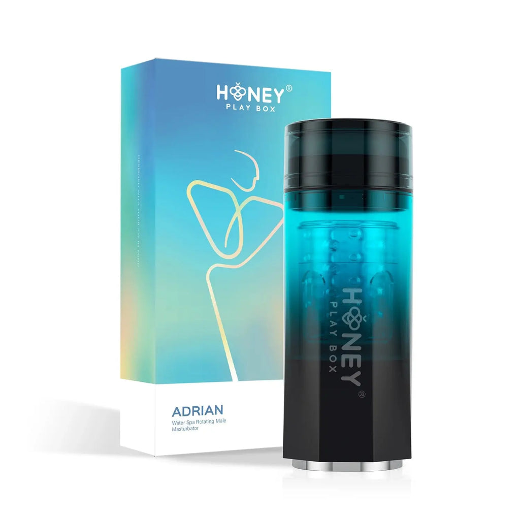 Adrian - Water Spa Rotating Male Masturbator - Blue – body-safe materials | Fu'Cha Exotics