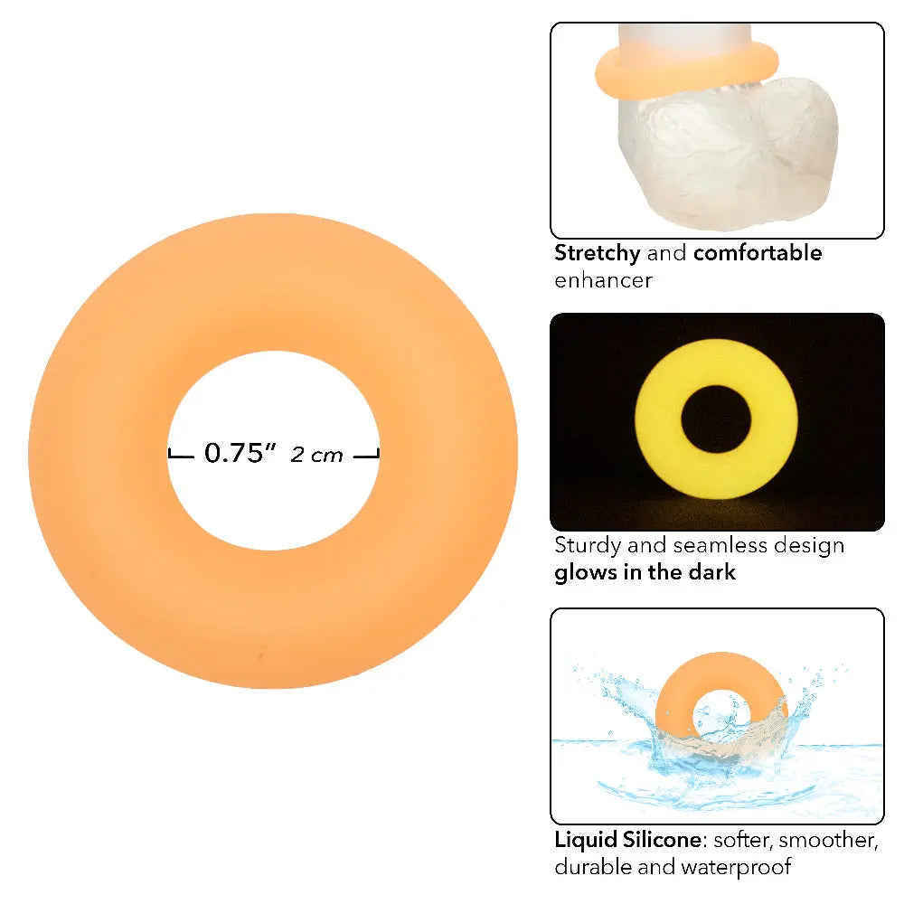 Alpha Glow-in-the-Dark Liquid Silicone Prolong Medium Ring - Orange – body-safe silicone fully waterproof | Fu'Cha Exotics