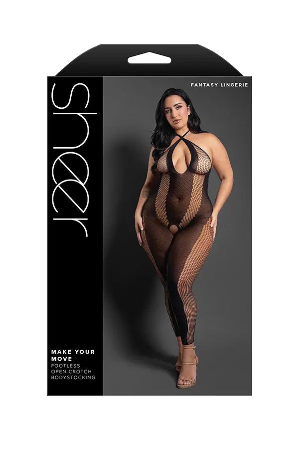 Make Your Move Footless Open Crotch Bodystocking - Queen - Black – body-safe materials | Fu'Cha Exotics