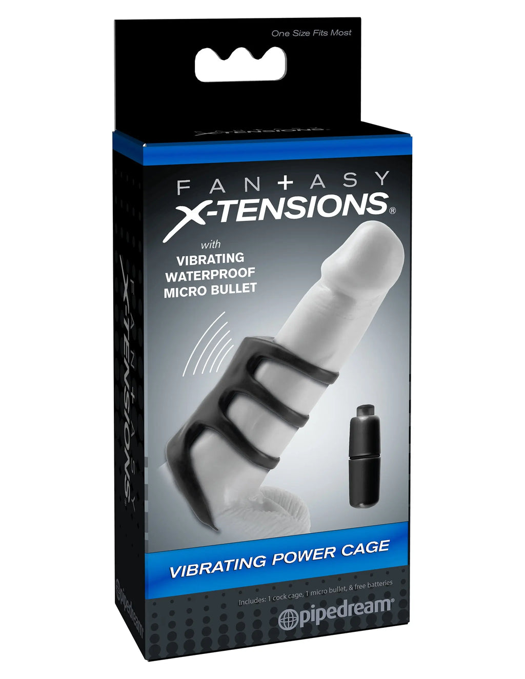 Fantasy X-Tensions Vibrating Power Cage - Black – body-safe materials thrusting action | Fu'Cha Exotics