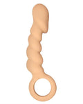 Light beige anal trainer with curved base and circular opening ring