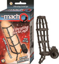 Black metal vibrating cock cage with open ring and flexible bars