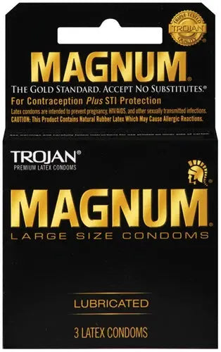 Trojan Magnum lubricated latex condoms, 3-pack, large size box