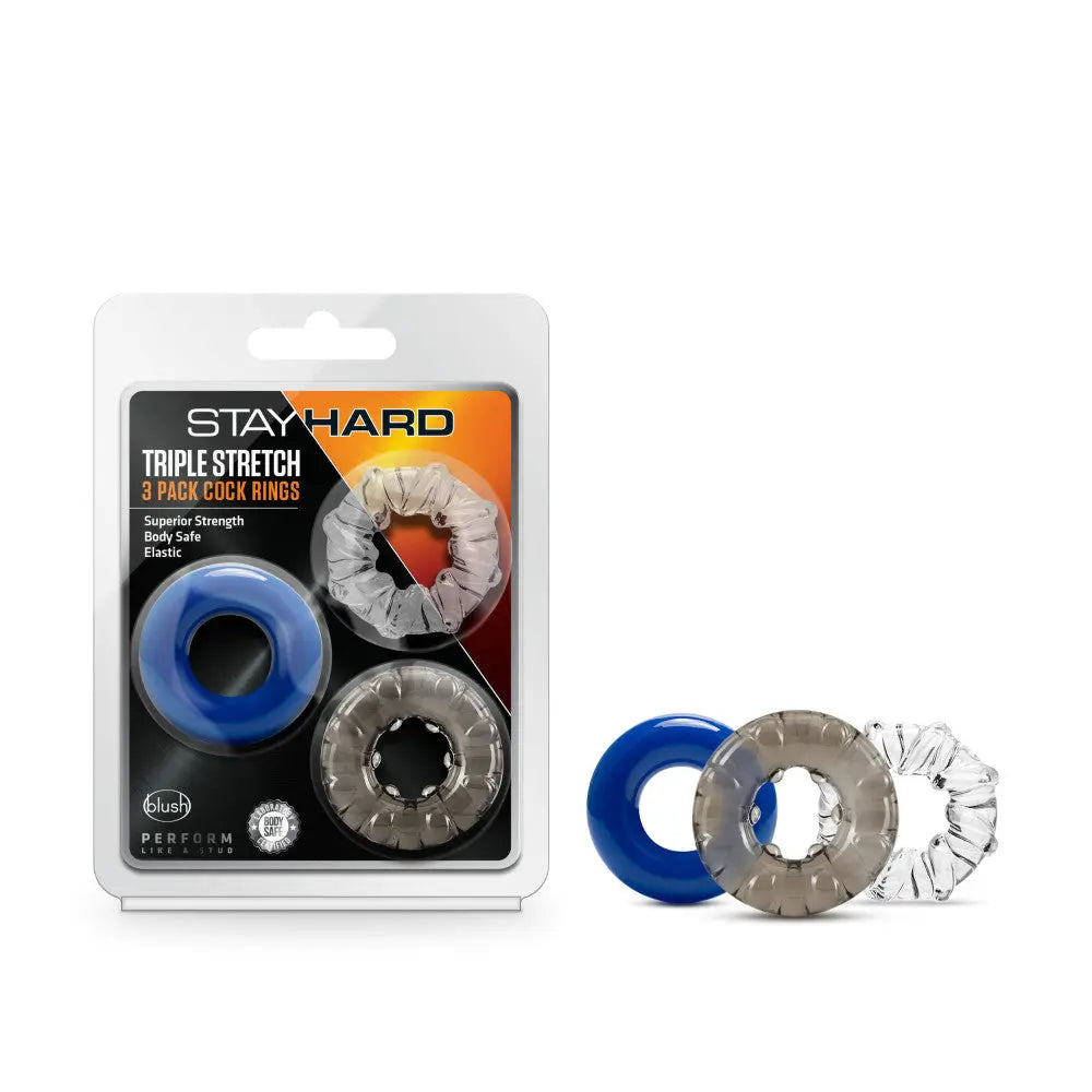 Stay Hard - Triple Stretch 3 Pack Cock Rings – body-safe materials | Fu'Cha Exotics