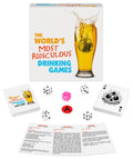 Drinking card game set with decks and dice, plus game box packaging