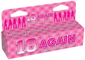 Vaginal shrink cream packaging box, pink with 18 AGAIN branding and logo text