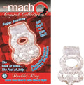 Clear double crystal ring with two stacked circular bands, faceted texture