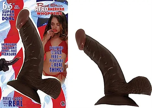 Dark brown 6.5-inch textured adult dildo with curved tapered tip
