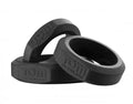 Three-piece black silicone cock ring set with three smooth rings