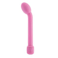 Pink G-spot vibrator with tulip-shaped tip and ribbed base