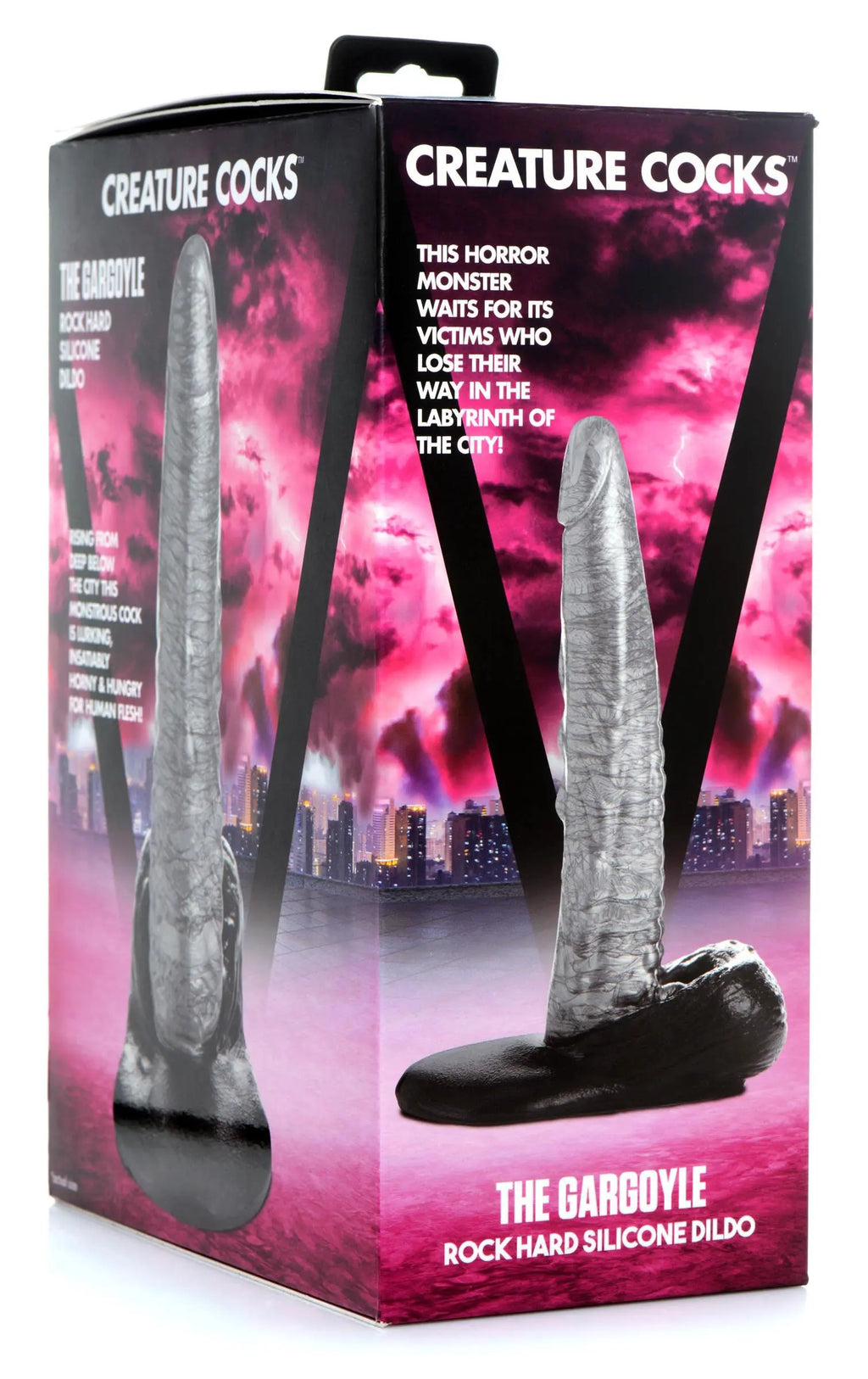 The Gargoyle Rock Hard Silicone Dildo - Silver – body-safe materials | Fu'Cha Exotics