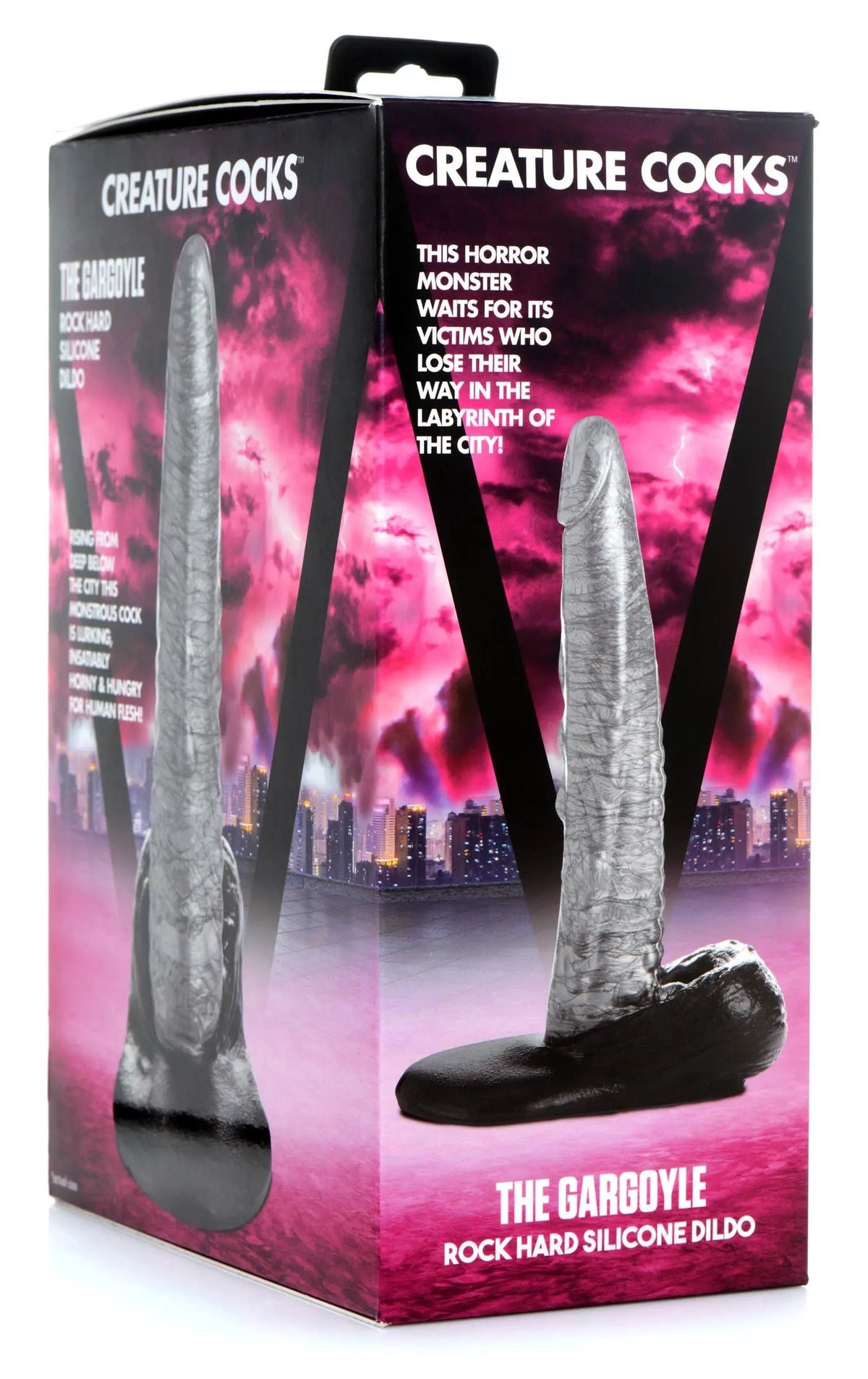The Gargoyle Rock Hard Silicone Dildo - Silver – body-safe materials | Fu'Cha Exotics