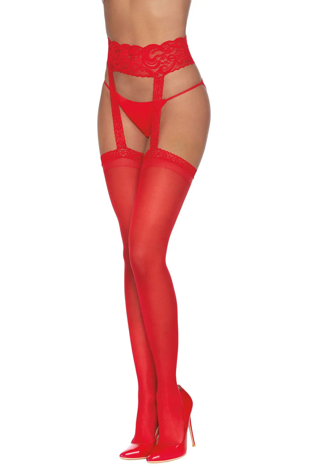 Pantyhose With Garters - One Size - Red – body-safe materials | Fu'Cha Exotics