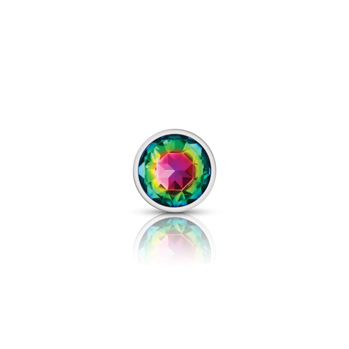 Rainbow Round Gem Silver Metal Plug - Sm – body-safe materials | Fu'Cha Exotics