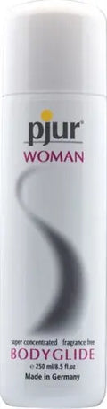 pjur Woman body gel bottle, white with pink logo, 250 ml