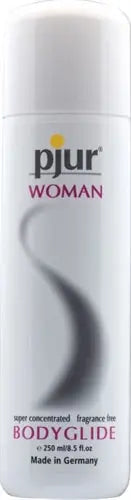 pjur Woman body gel bottle, white with pink logo, 250 ml