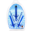 Blue lubricant launcher set of 3, blue plastic tubes in blister pack