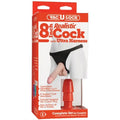 Vac-U-Lock 8-inch realistic cock with ultra harness packaging, black harness, red plug.