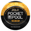 Pocket Pool Sure Shot round ball with orange star pattern and black “POCKET POOL” label