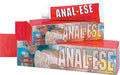 Anal-Ese lubricant tube and boxed set, red and blue packaging with white tube