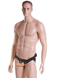 Stud pouch harness with black straps and round front stud detail