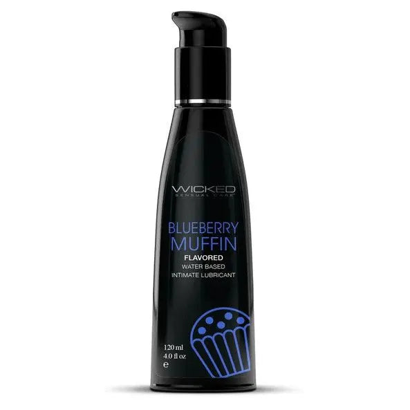 Aqua Blueberry Muffin Flavored Water Based Intimate Lubricant - 4 Fl. Oz. – latex-free | Fu'Cha Exotics