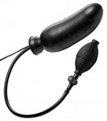 Black inflatable vibrating penis with attached power cord and control plug