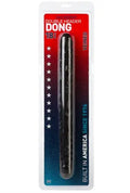 18-inch veined black adult toy in clear blister packaging, cylindrical shape