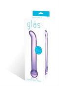 Purple glass g-spot tickler toy with two curved handles