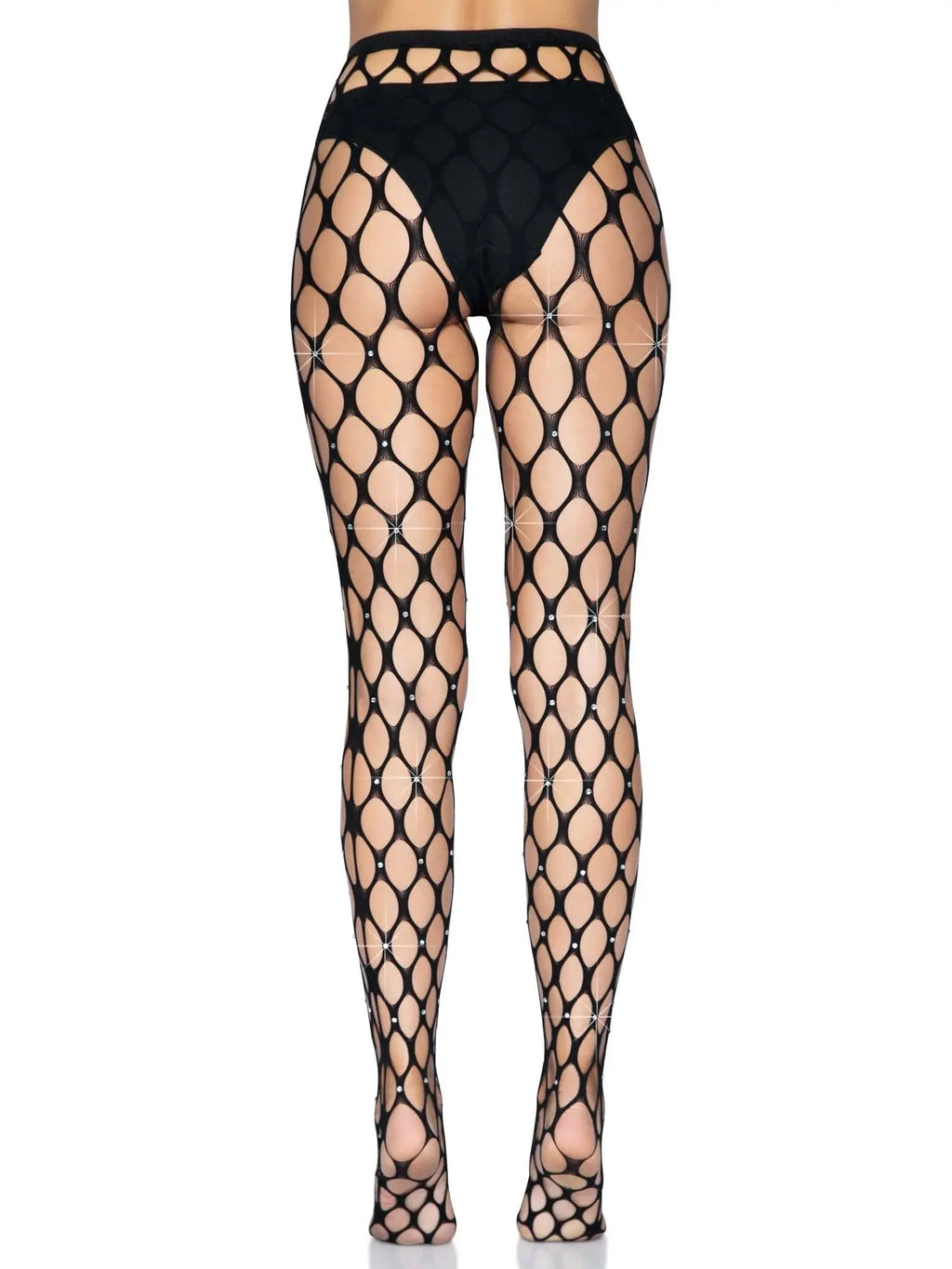 Rhinestone Pothole Net Tights - One Size - Black – body-safe materials | Fu'Cha Exotics