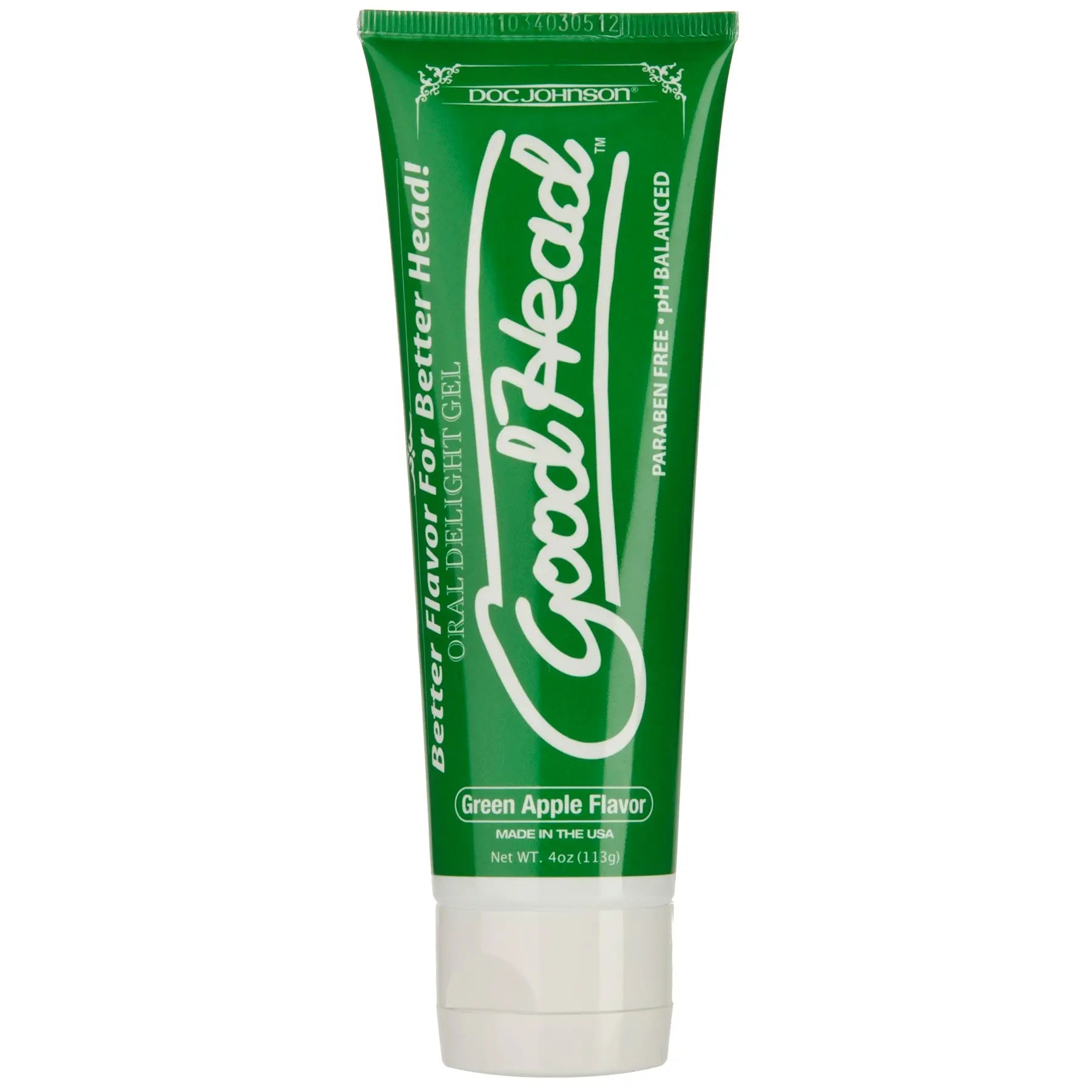 Oral delight gel tube, green apple flavored, green tube with white cap