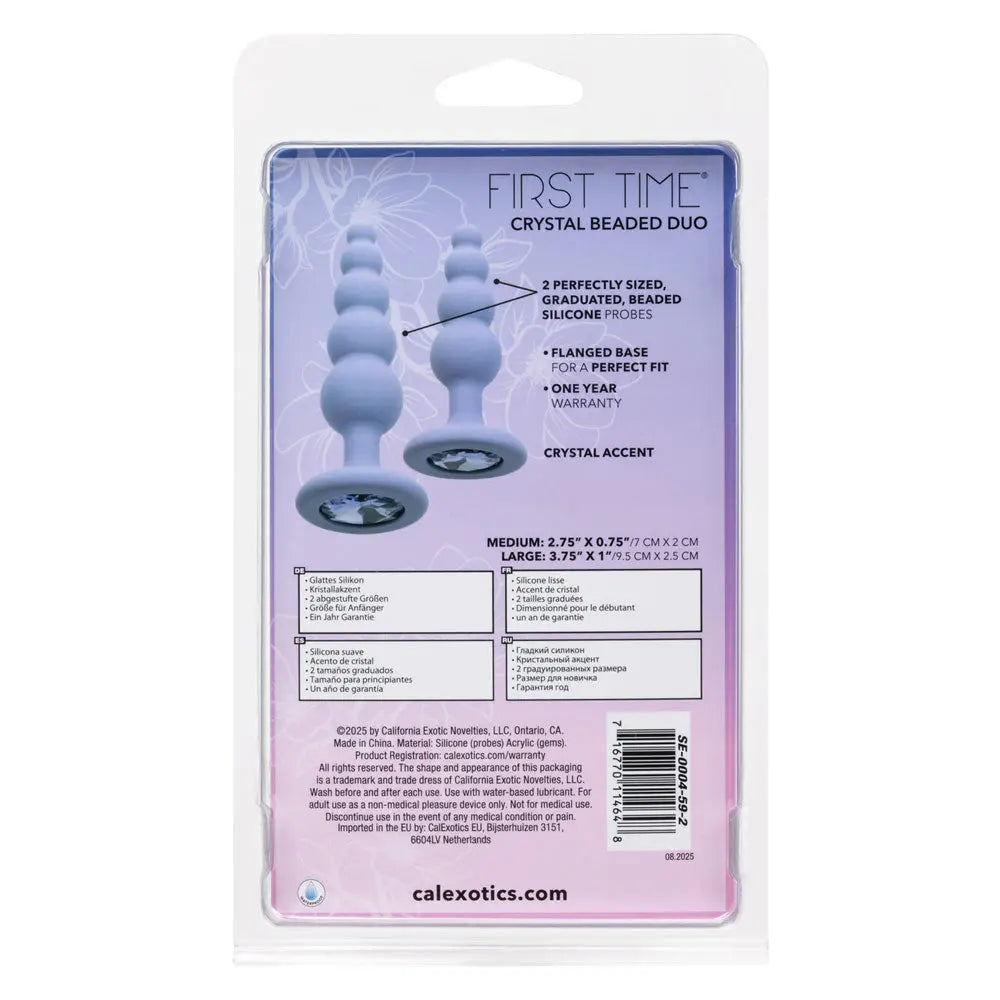 First Time Crystal Beaded Duo - Purple – body-safe silicone fully waterproof | Fu'Cha Exotics