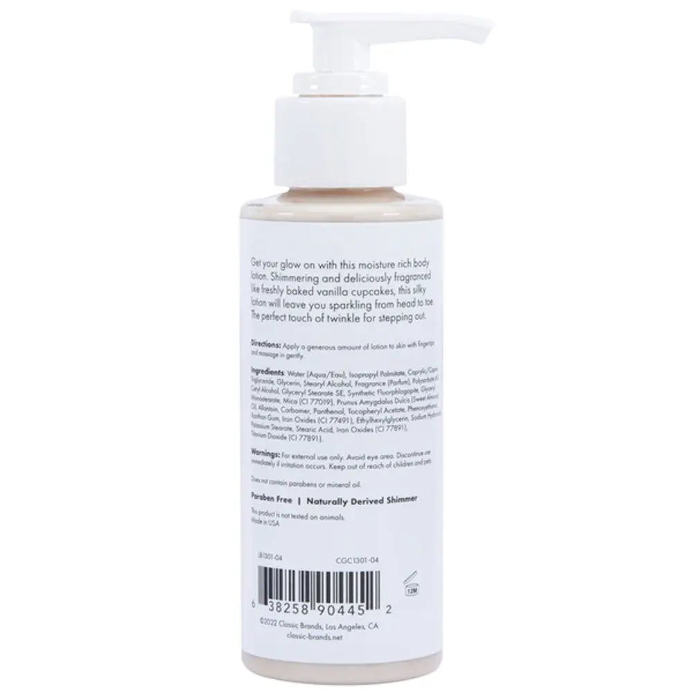 Glow Vanilla Cupcake Shimmer Lotion Gold 4 Oz – body-safe materials | Fu'Cha Exotics