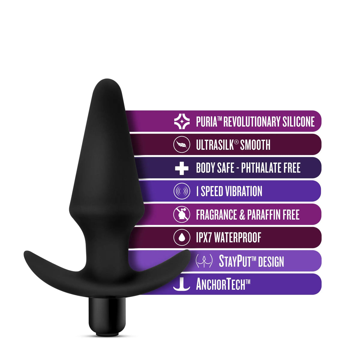 Anal Adventures Platinum - Silicone Vibrating Plug - Black – body-safe materials | Fu'Cha Exotics