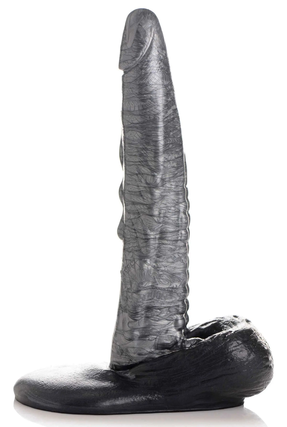 The Gargoyle Rock Hard Silicone Dildo - Silver – body-safe materials | Fu'Cha Exotics