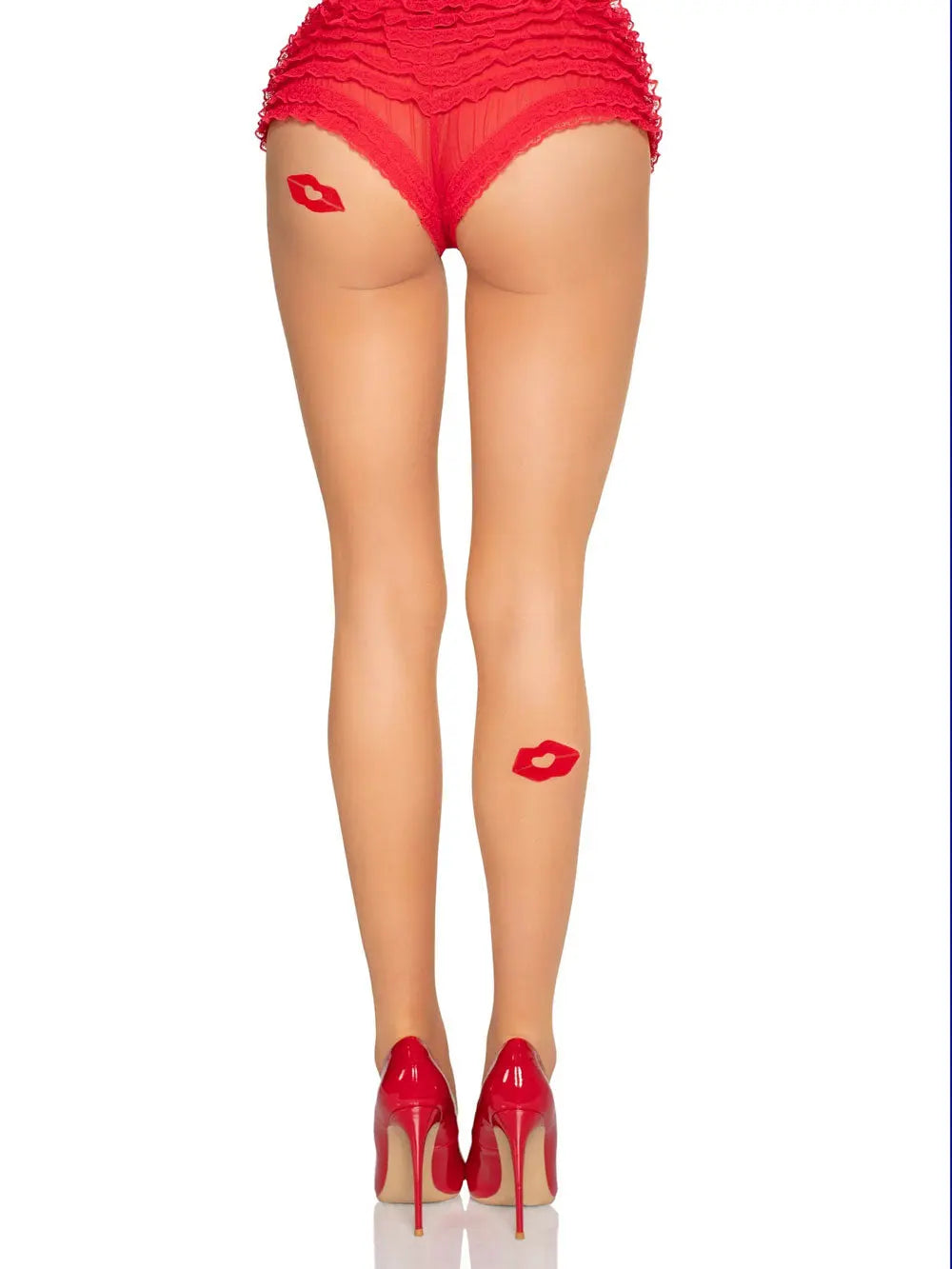 Bisou Sheer Kiss Tights - Os - Nude/red – body-safe materials | Fu'Cha Exotics