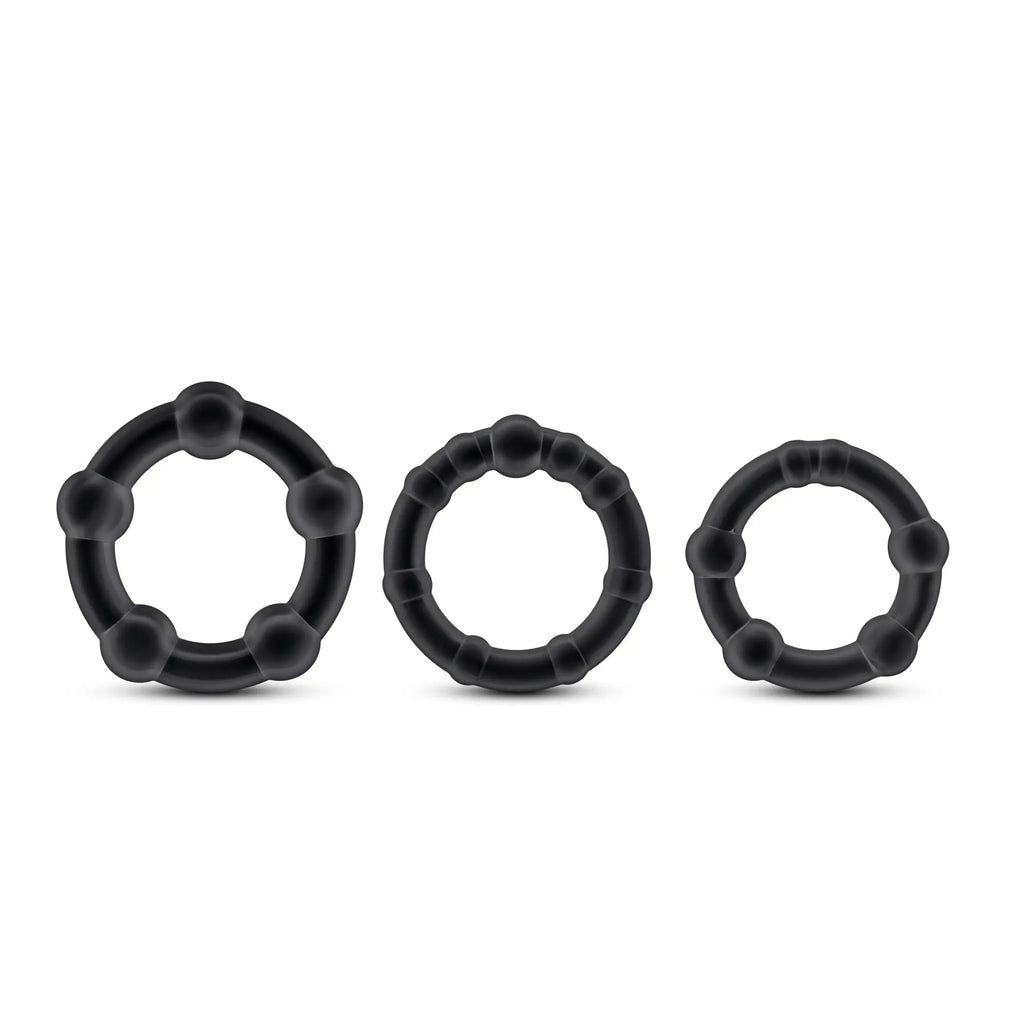 Stay Hard - Beaded Cock Rings - 3 Pack - Black – body-safe TPE | Fu'Cha Exotics