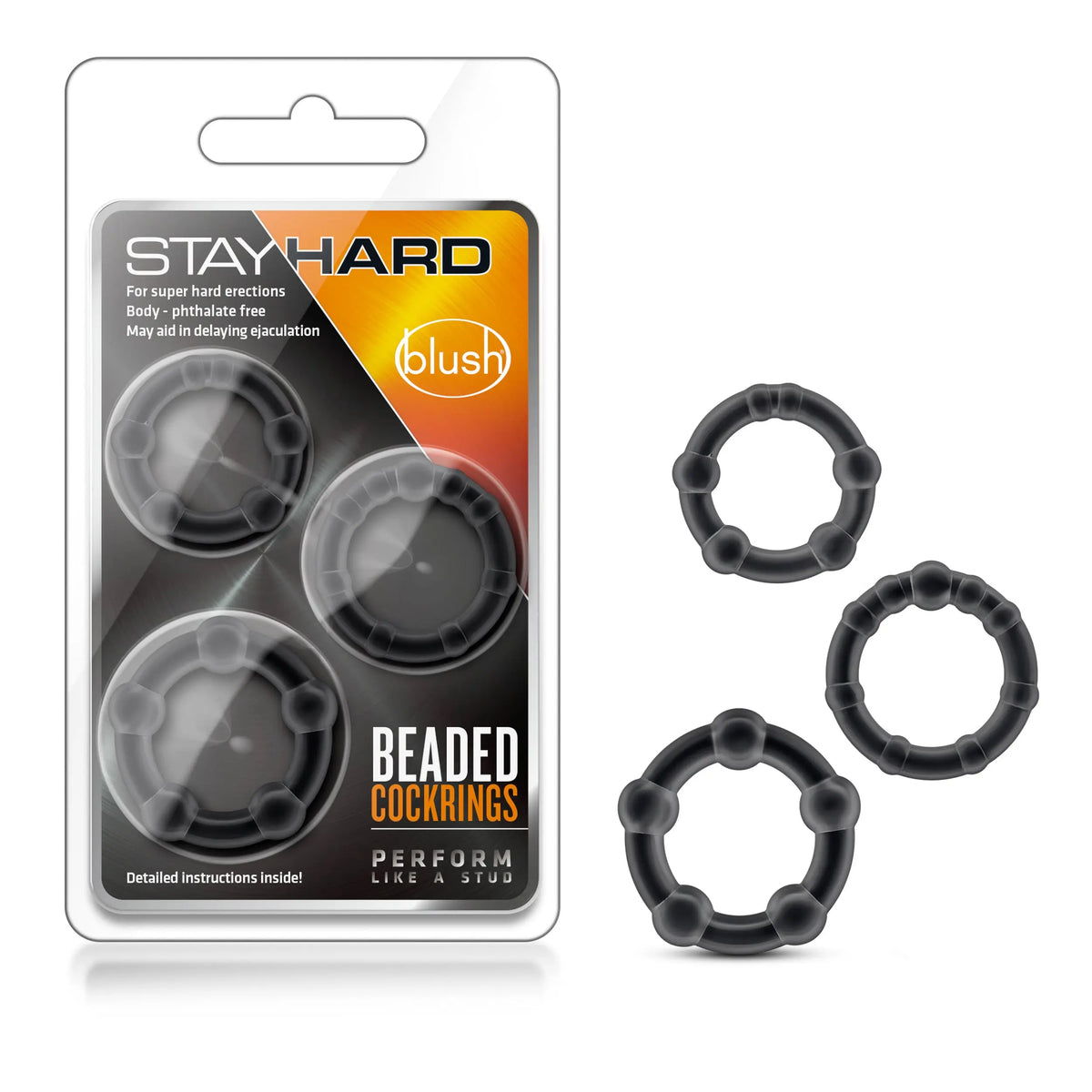 Stay Hard - Beaded Cock Rings - 3 Pack - Black – body-safe materials | Fu'Cha Exotics