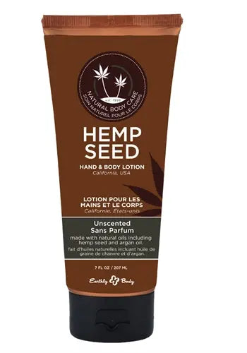 Unscented hemp hand and body lotion tube, brown cap and label