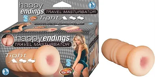 Travel masturbator with tight ass design, flesh-colored silicone