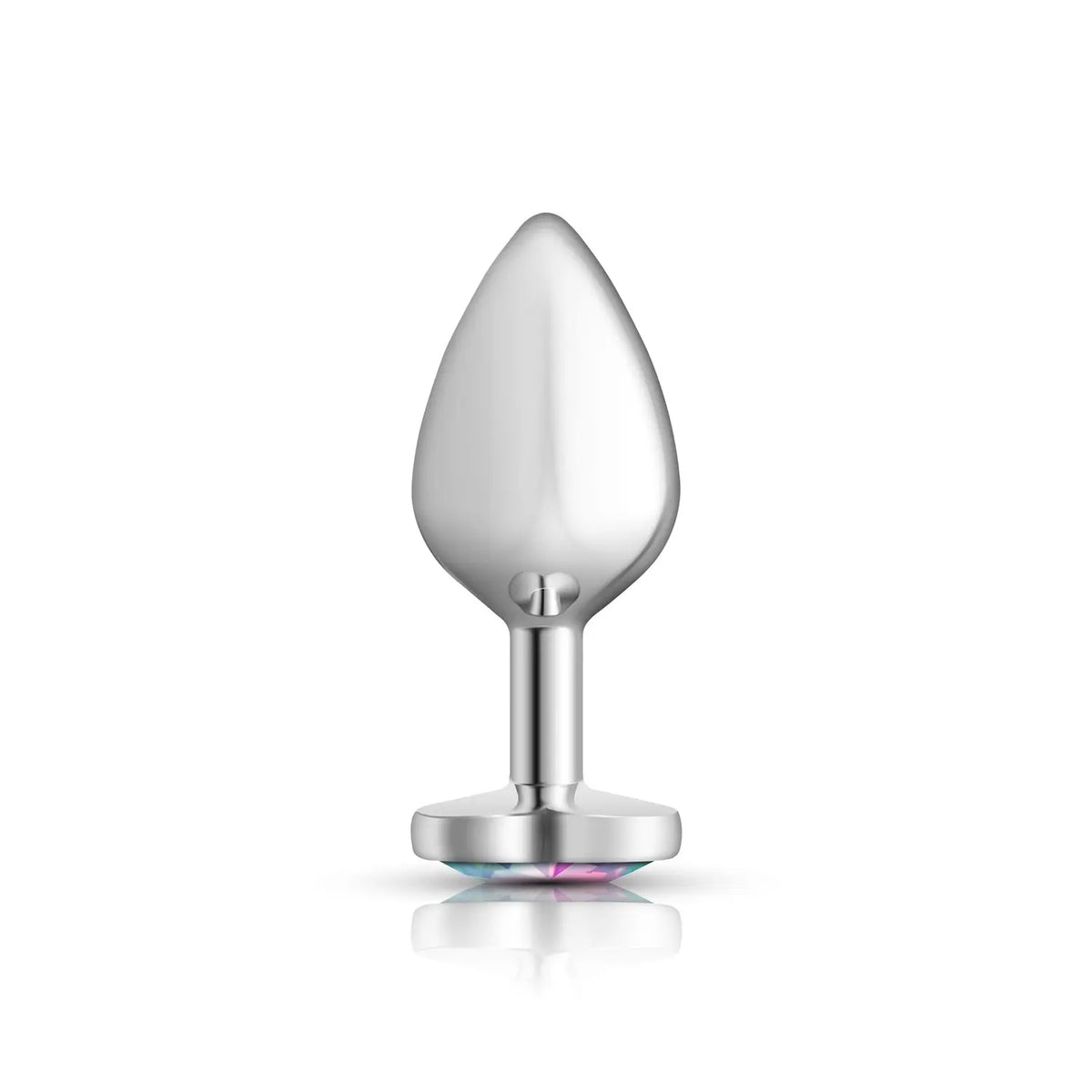 Clear Iridescent Heart Gem Silver Metal Plug - Md – body-safe materials | Fu'Cha Exotics