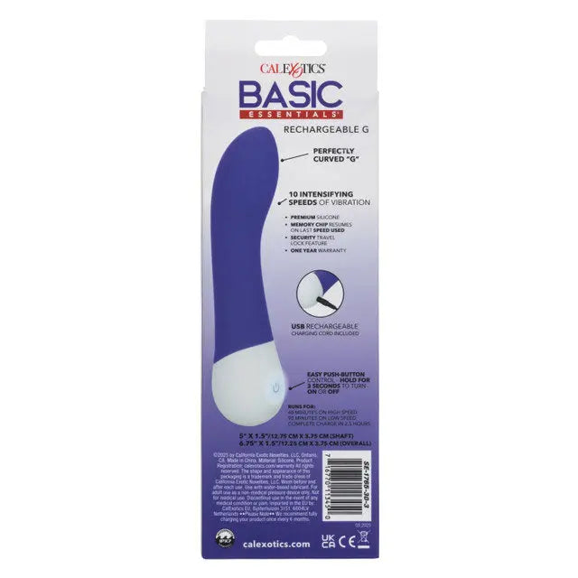 Basic Essentials Rechargeable G - Purple – body-safe silicone 10 vibration modes | Fu'Cha Exotics
